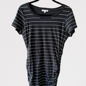 Sundry striped short-sleeve tshirt dress with side ruching